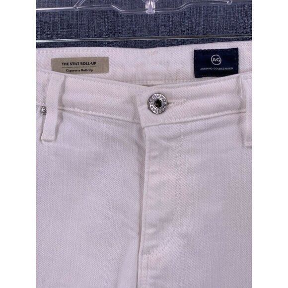 AG The Stilt Roll Up Cigarette White Denim Jeans Size 30 Adriano Goldschmeid - Picture 3 of 6